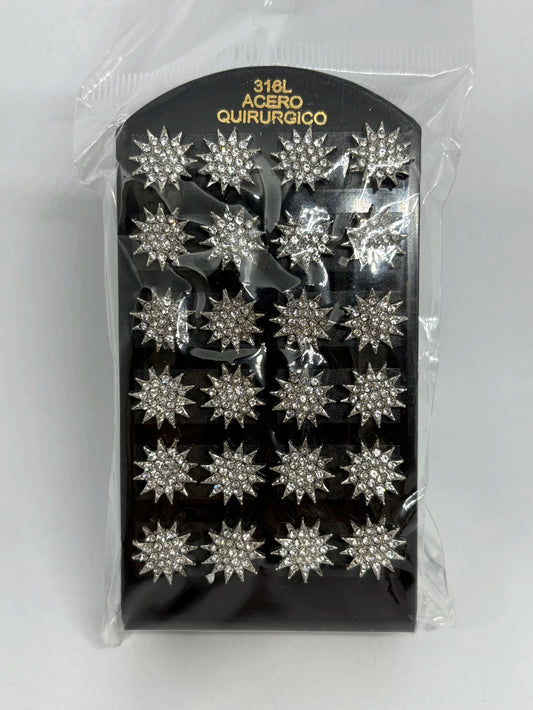 925 Aritos de acero con strass x12