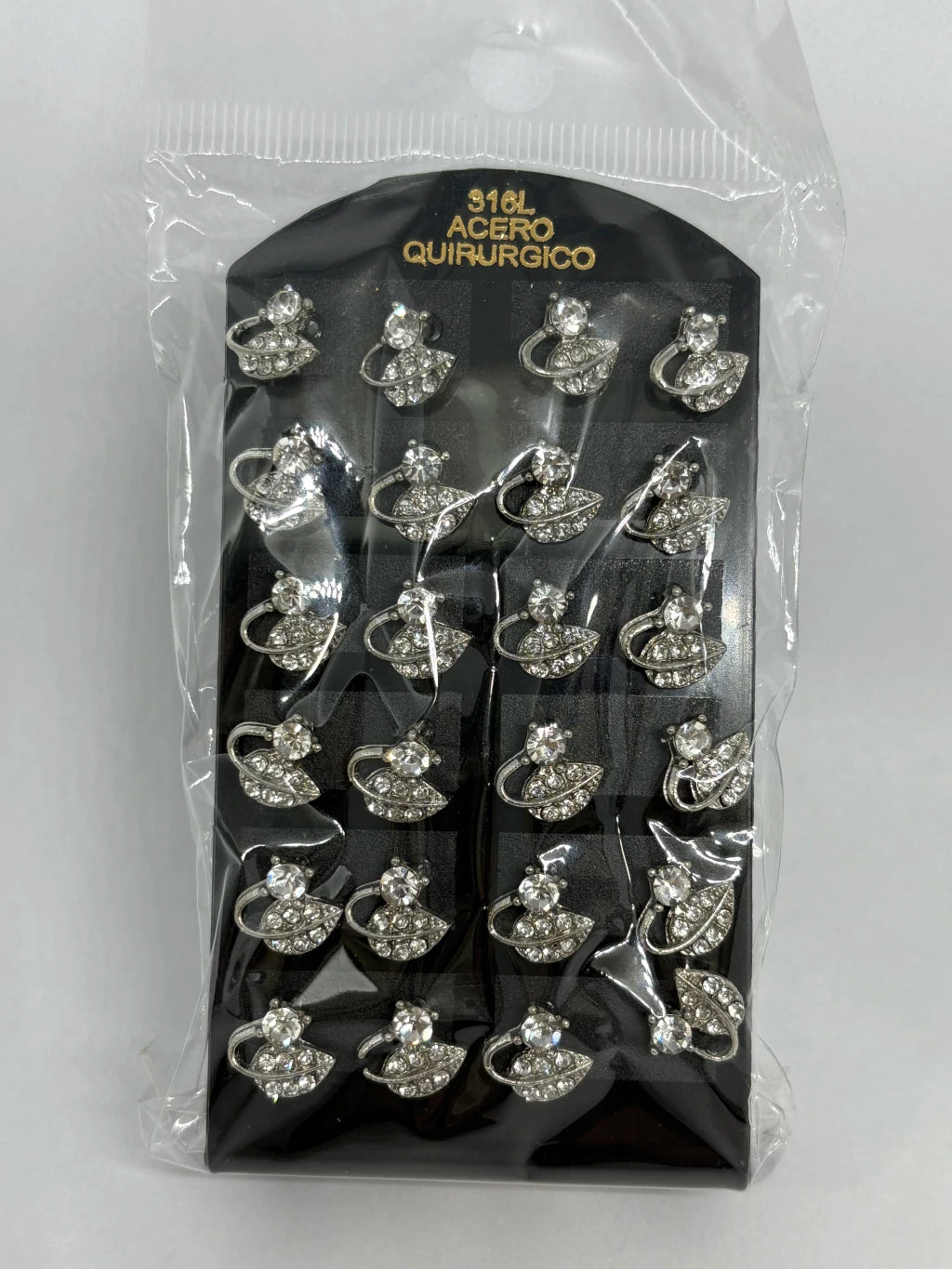 940 Aritos de acero con strass x12