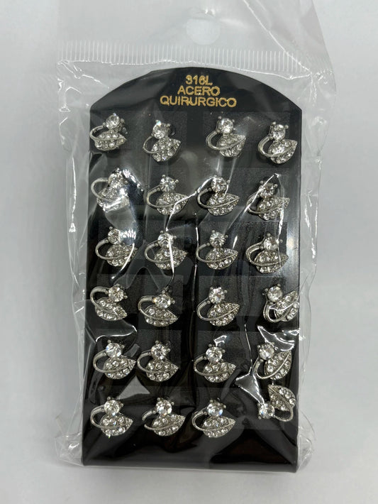 940 Aritos de acero con strass x12