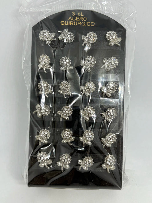 942 Aritos de acero con strass x12