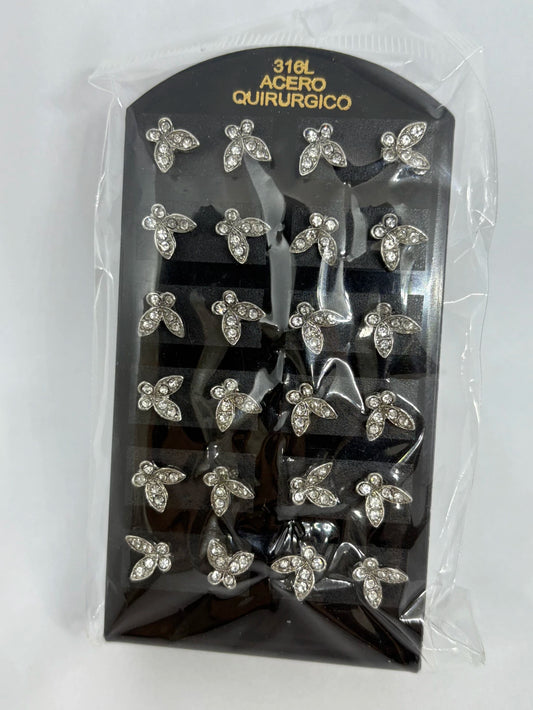 915 Aritos de acero con strass x12