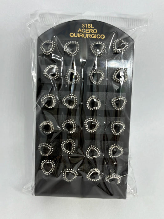 937 Aritos de acero con strass x12