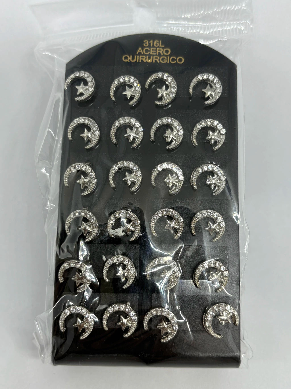 941 Aritos de acero con strass x12