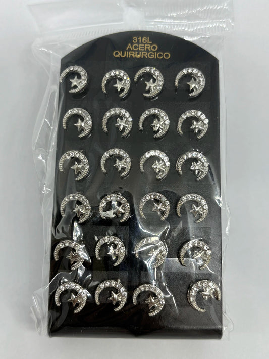 941 Aritos de acero con strass x12