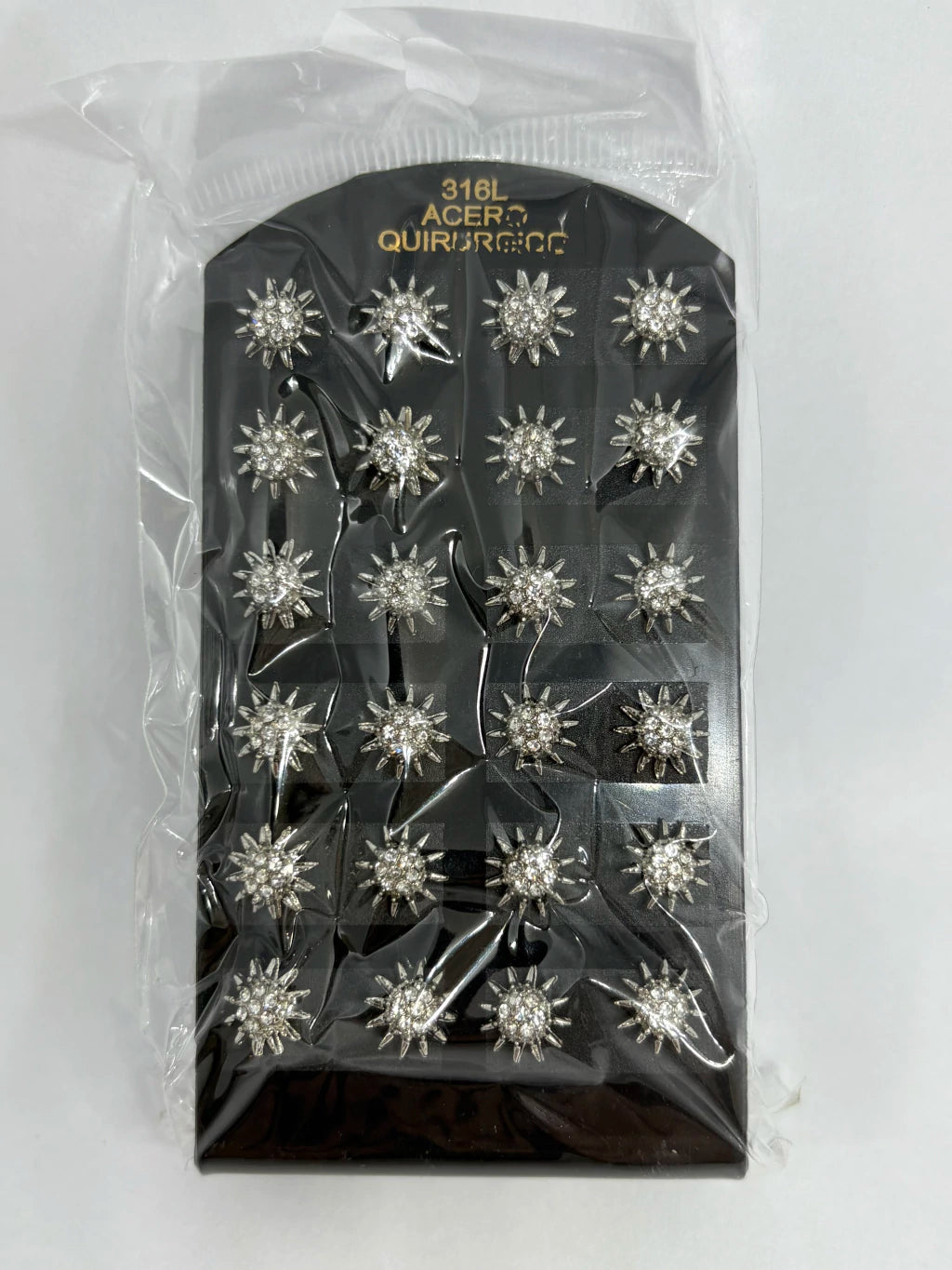931 Aritos de acero con strass x12