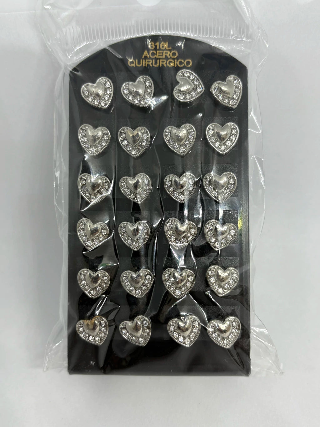935 Aritos de acero con strass x12