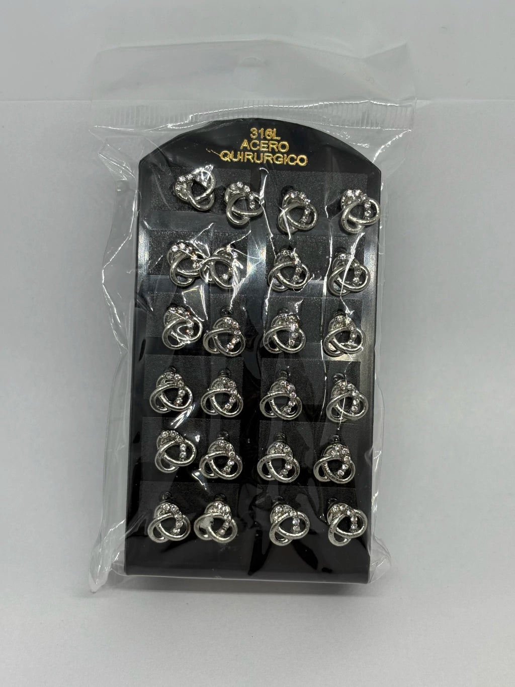 924 Aritos de acero con strass x12