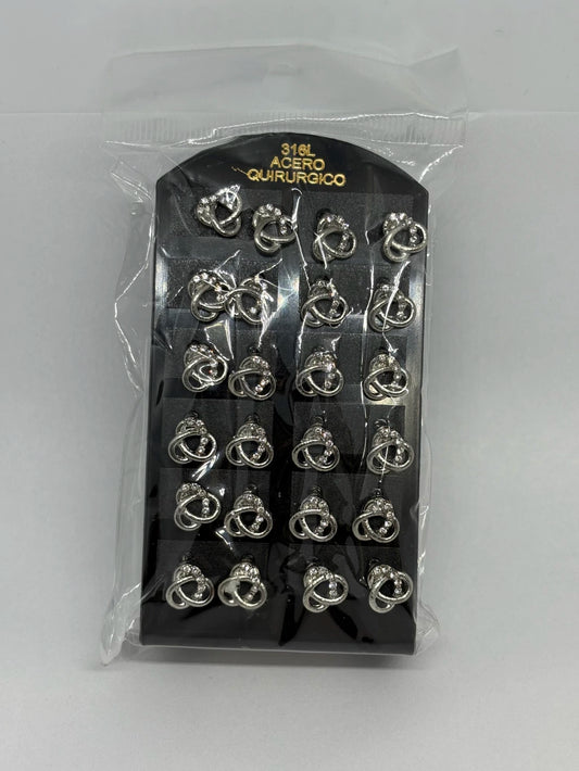924 Aritos de acero con strass x12