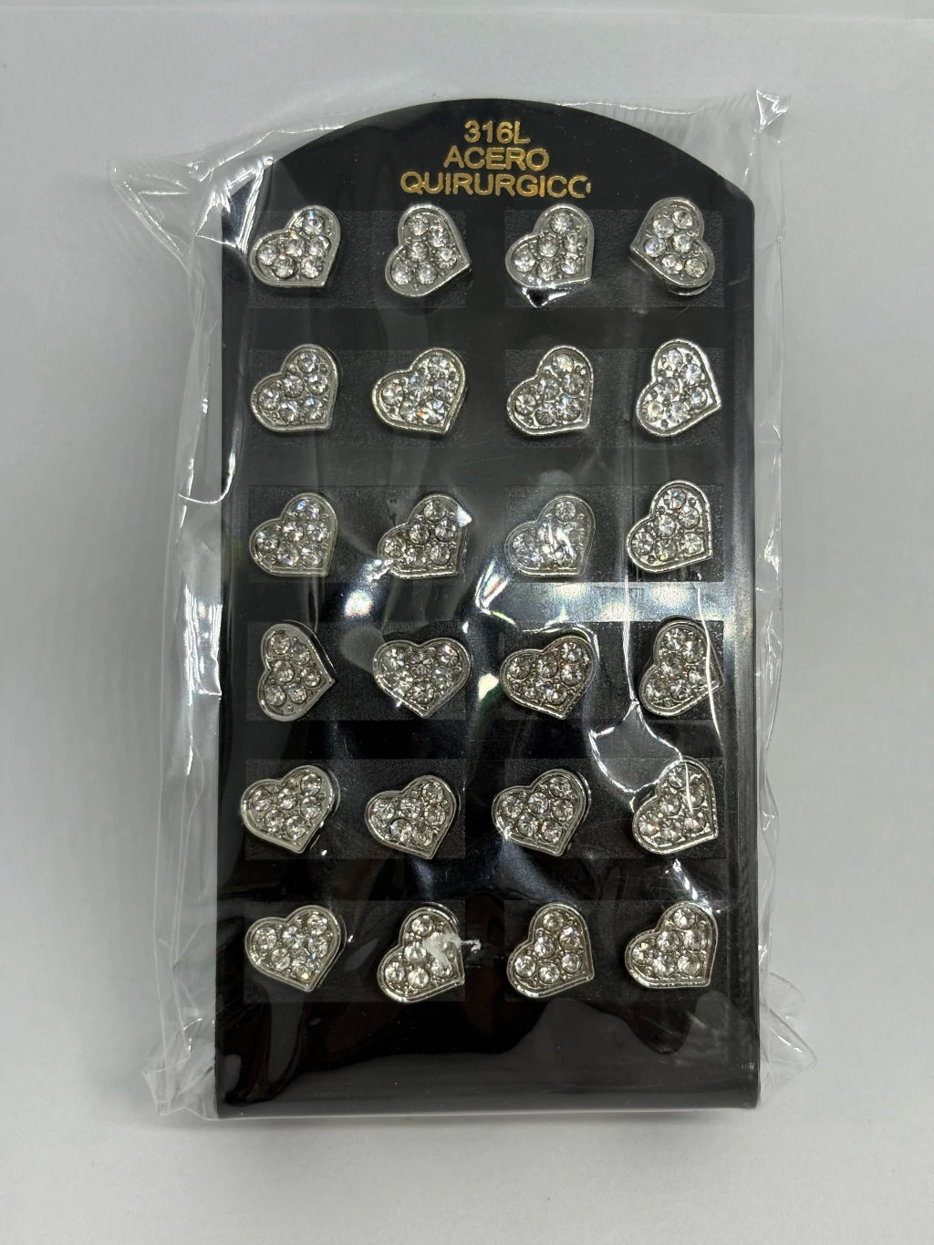 918 Aritos de acero con strass x12