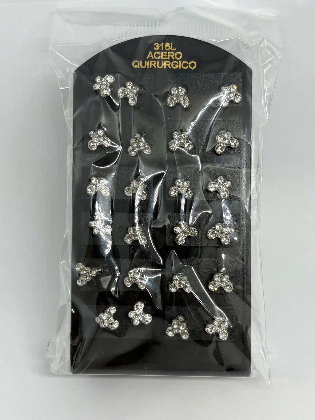 917 Aritos de acero con strass x12