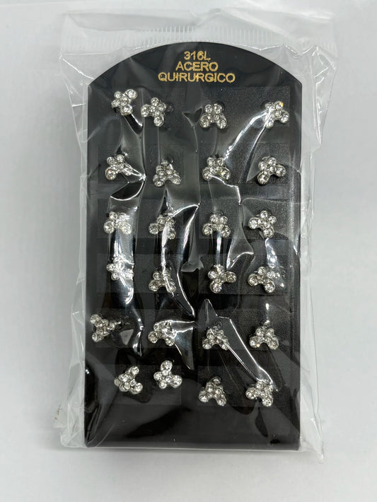 917 Aritos de acero con strass x12
