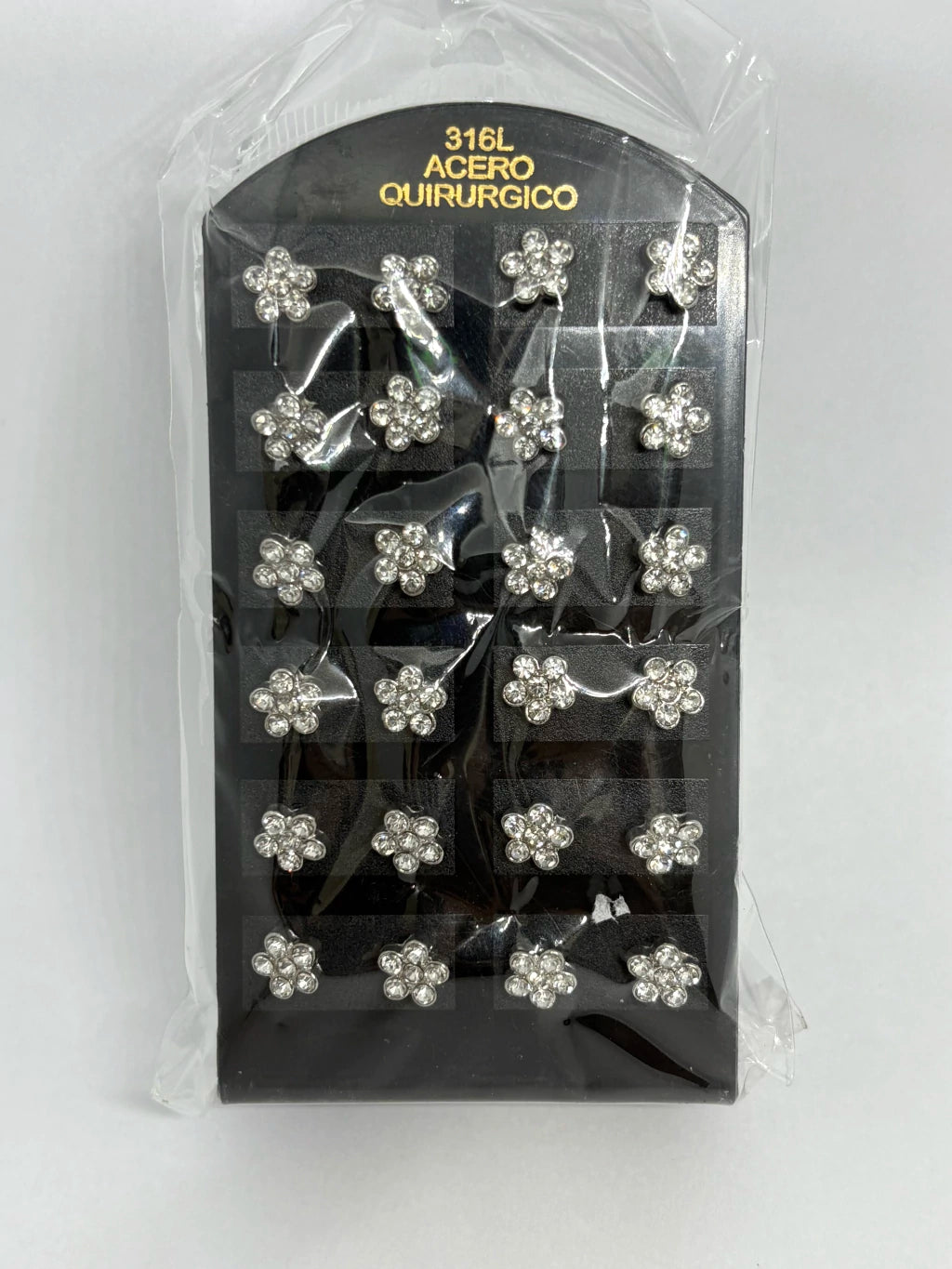 921 Aritos de acero con strass x12