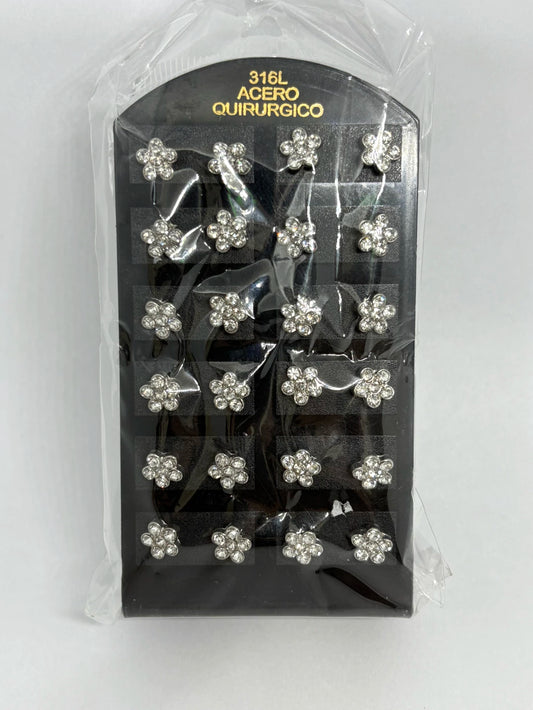 921 Aritos de acero con strass x12