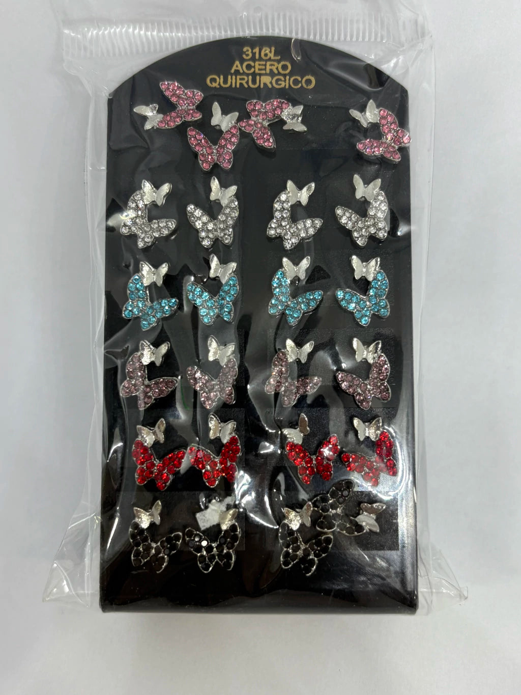 605A Aritos de acero con strass x12