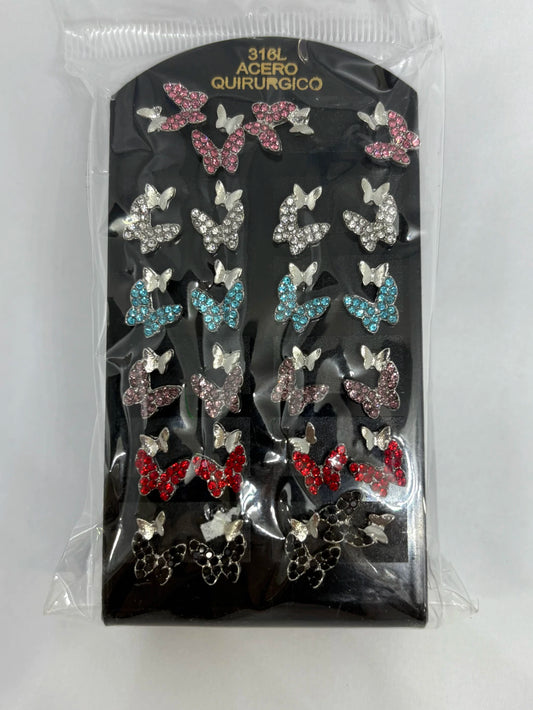 605A Aritos de acero con strass x12