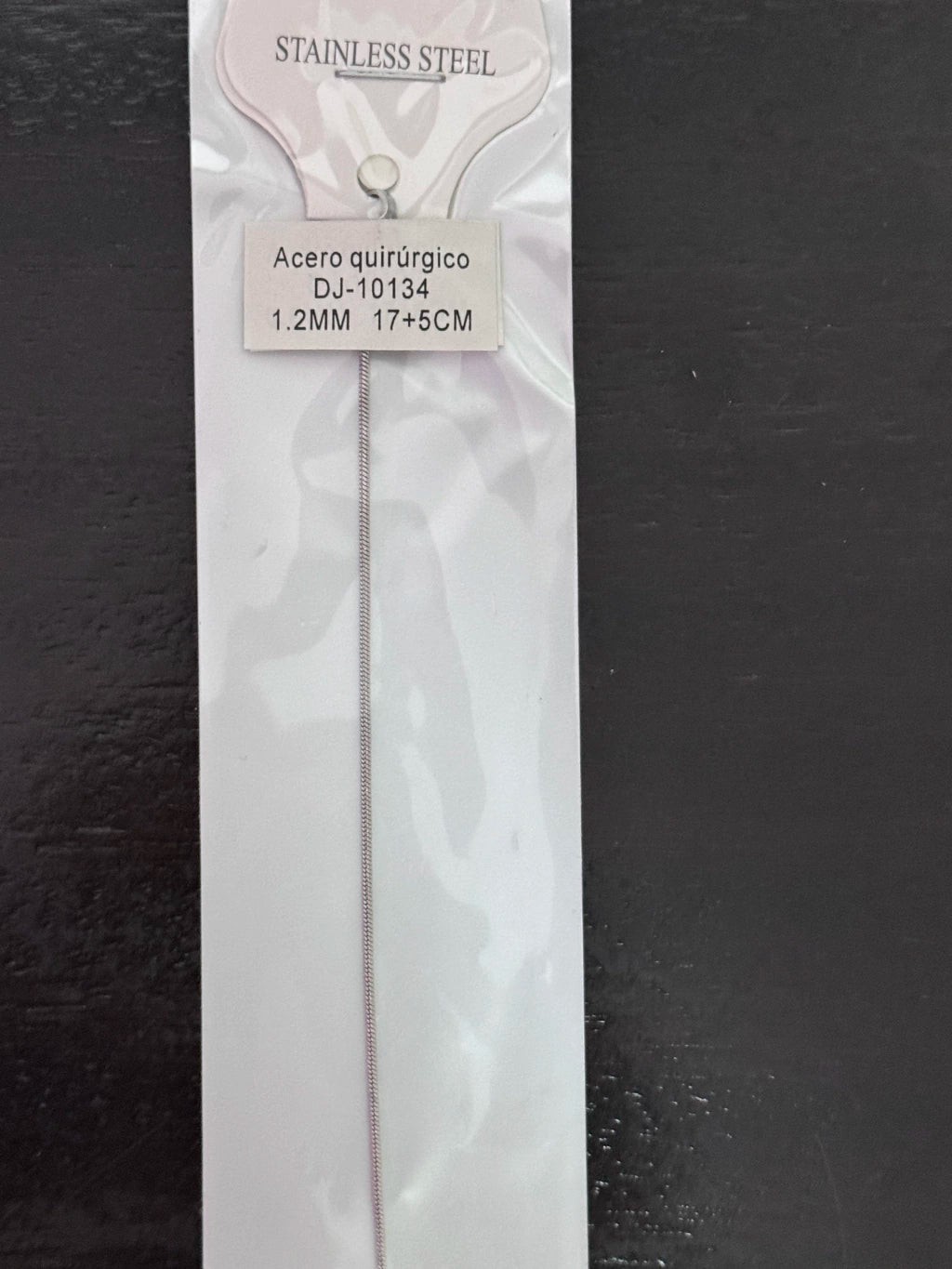 -10134 pulsera acero plateado 1.2mm 17+5cm
