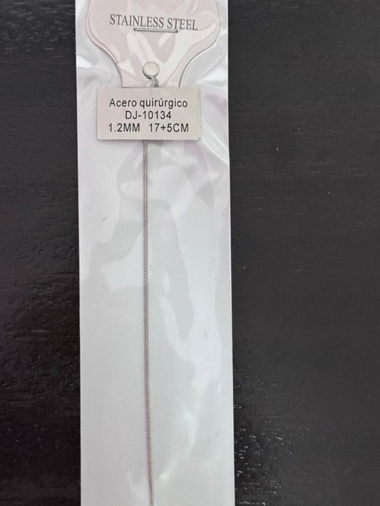 -10134 pulsera acero plateado 1.2mm 17+5cm