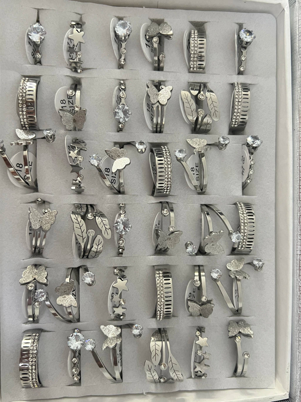 724A anillos de acero con strass