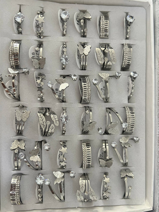 724A anillos de acero con strass