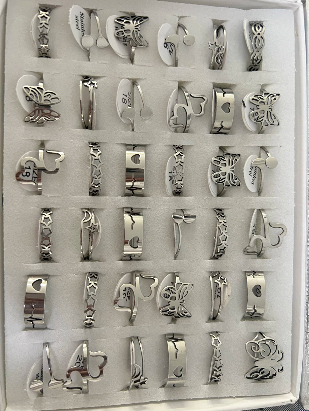 686A anillos de acero plateado