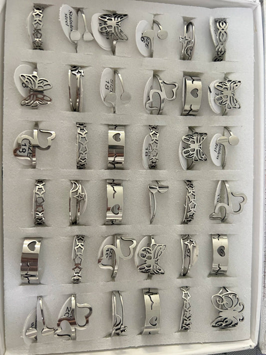 686A anillos de acero plateado