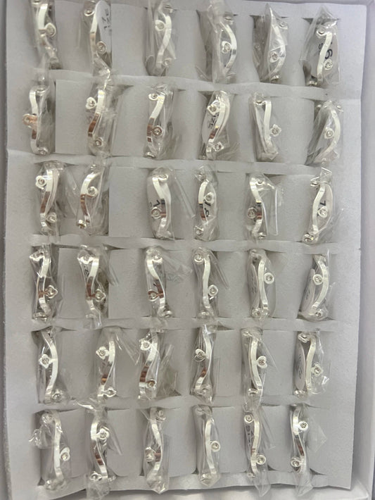 879C anillos de acero blanco con strass