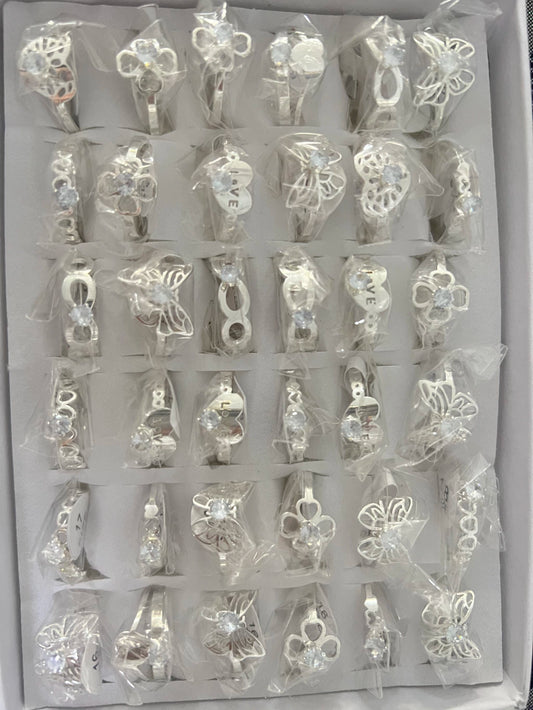 726C anillos de acero blanco con strass