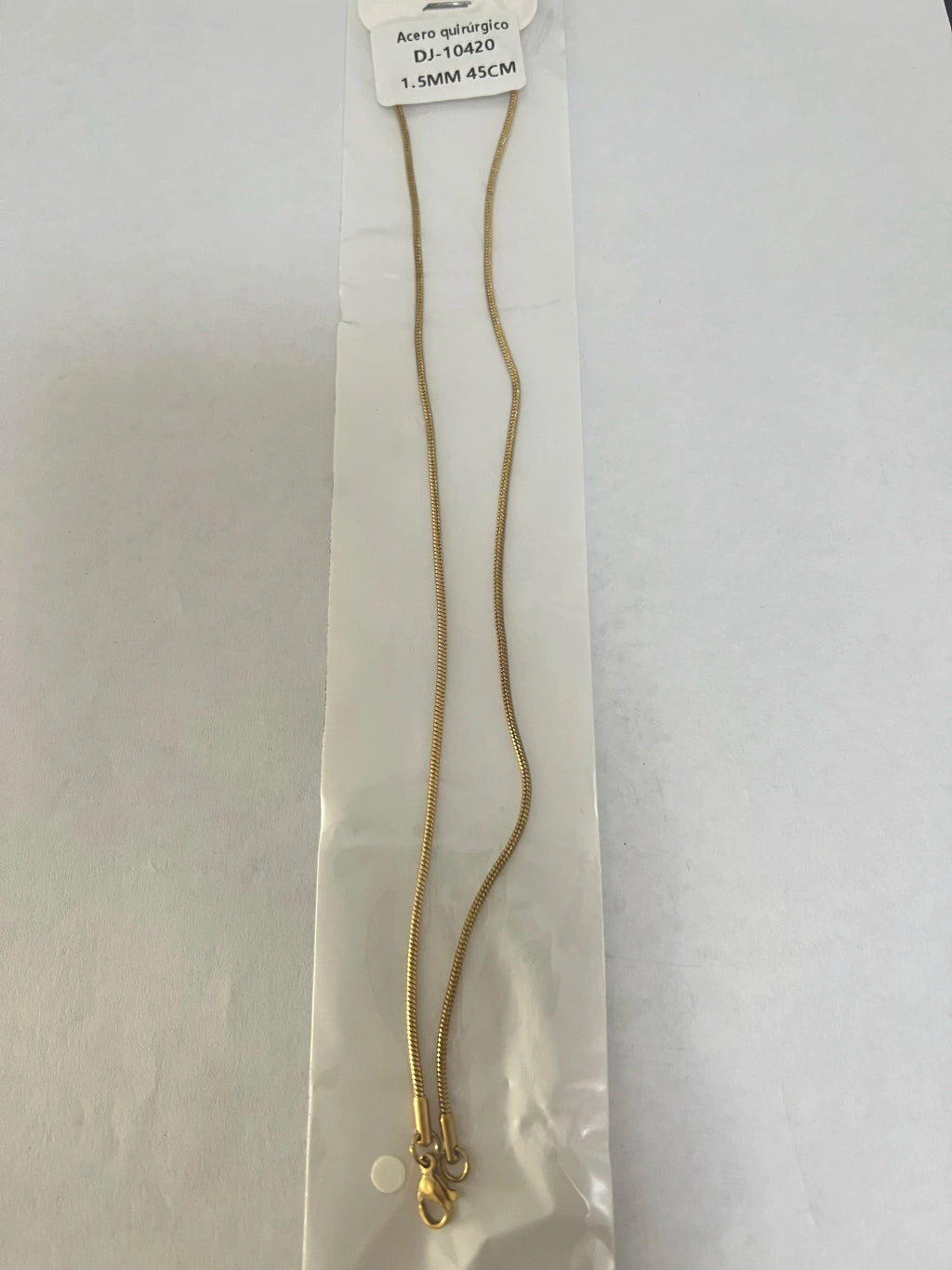 10420 1.5mm 45cm Cadena de acero dorado