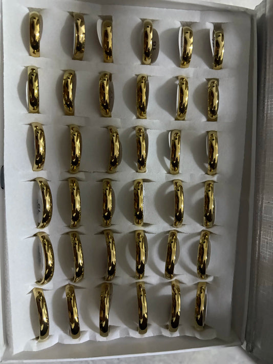 407-B-4mm Anillos lizos de acero dorado