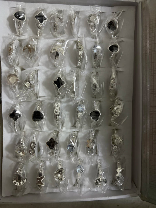 749C anillos de acero blanco con strass