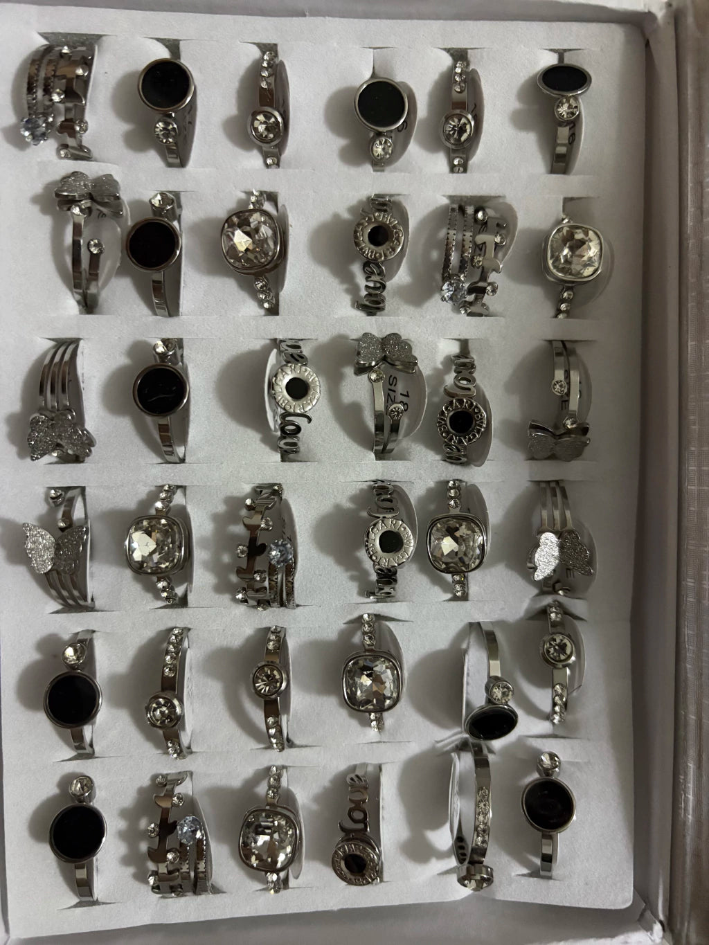 713A anillos de acero con strass