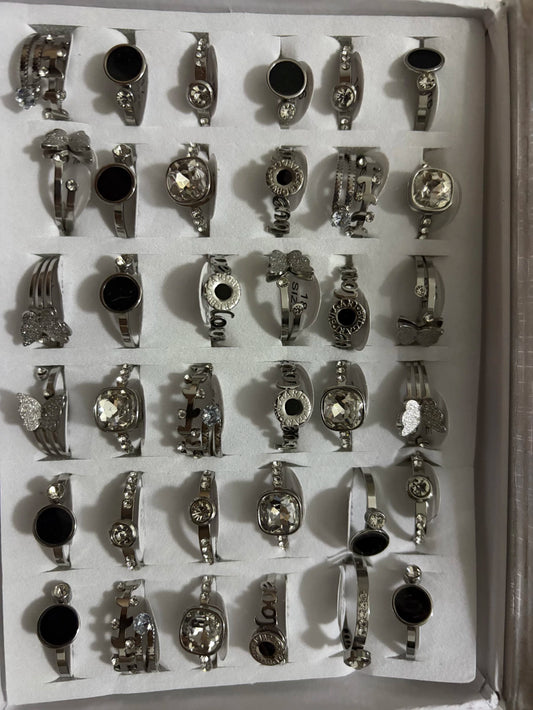 713A anillos de acero con strass
