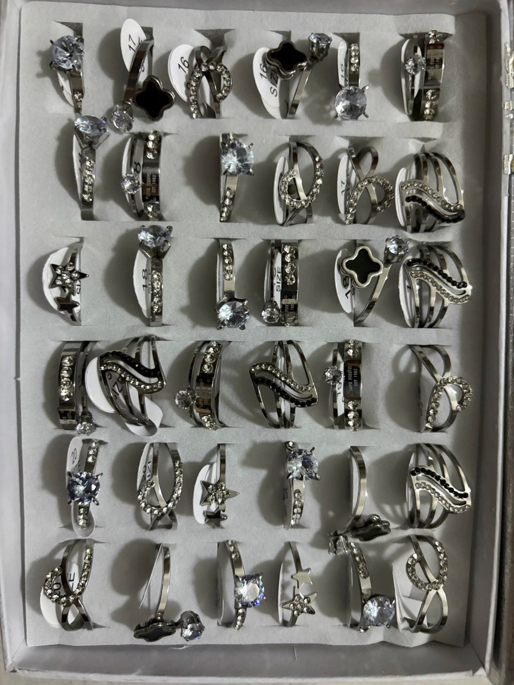 714A anillos de acero con strass
