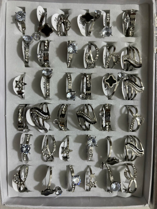 714A anillos de acero con strass