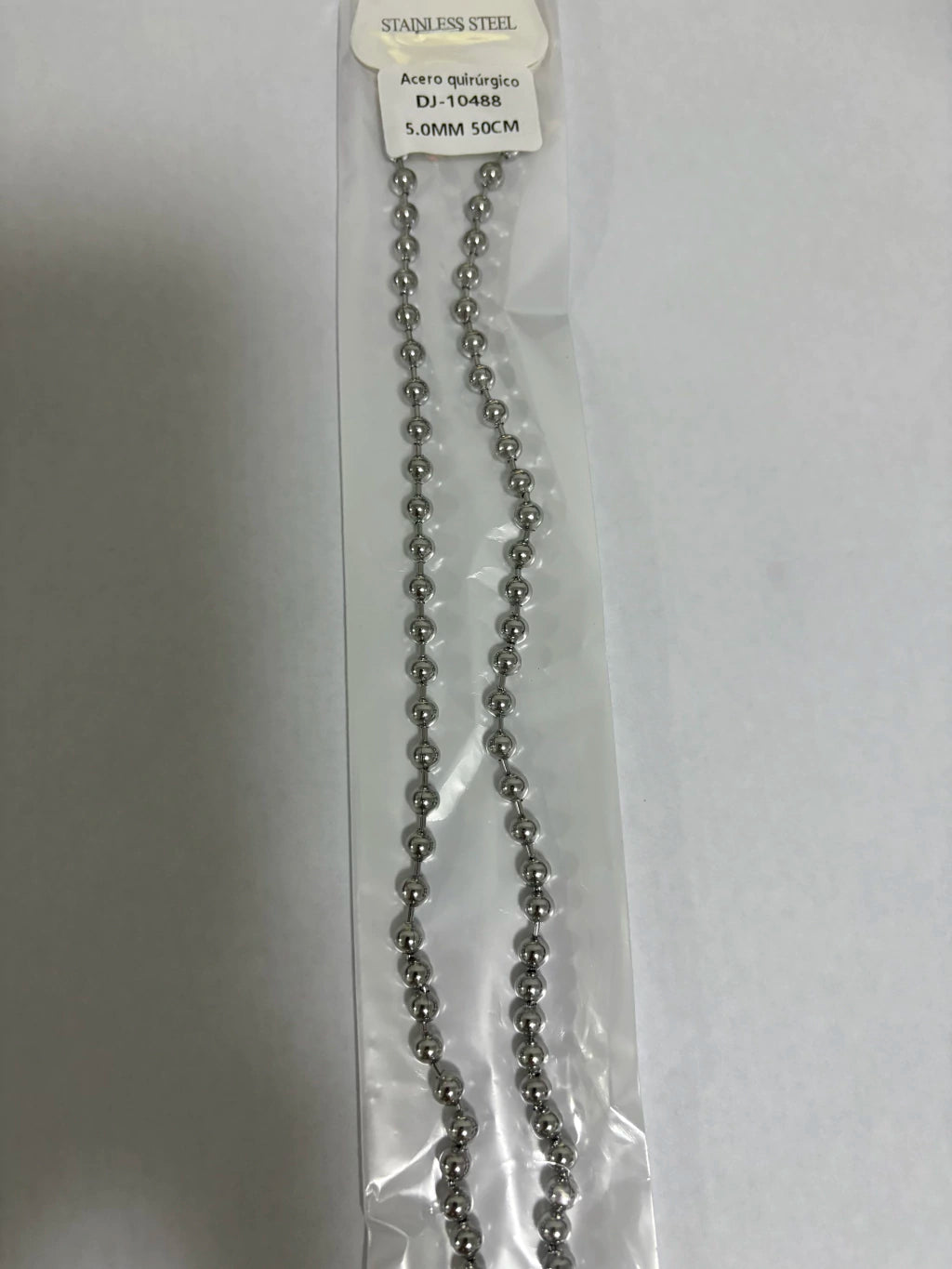 10488 5.0mm 50cm collar de acero plateado