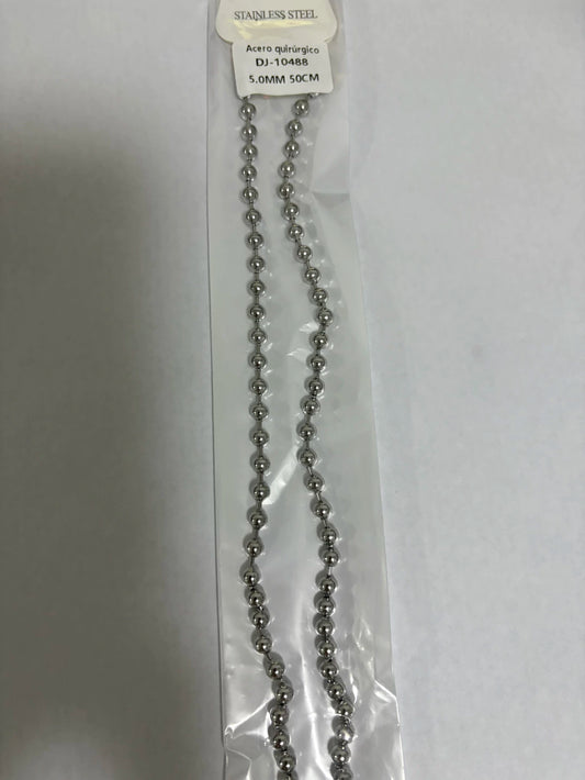 10488 5.0mm 50cm collar de acero plateado