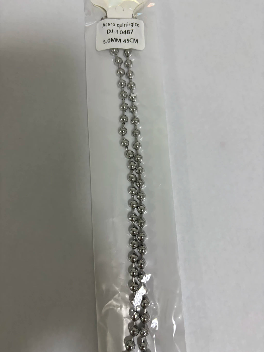 10487 5.0mm 45cm collar de acero plateado