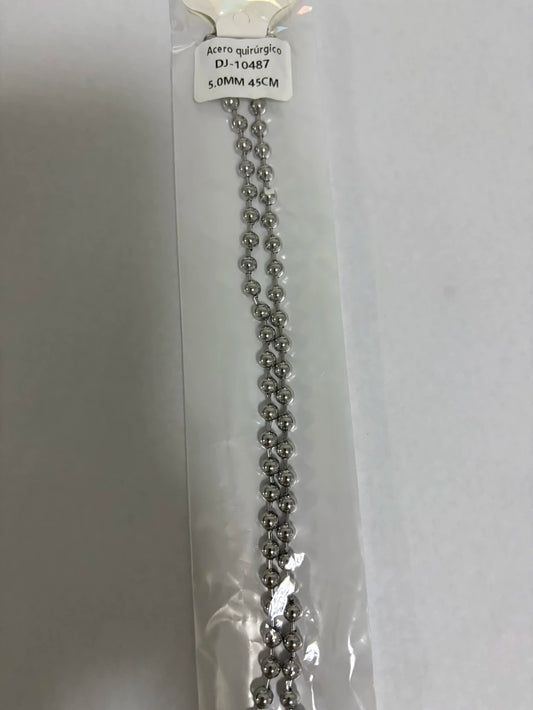 10487 5.0mm 45cm collar de acero plateado