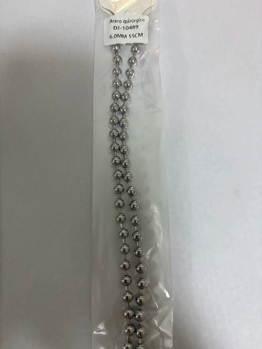 10489 6.0mm 55cm collar de acero plateado