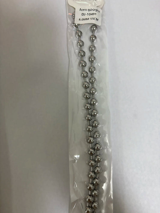 10491 8.0mm 55cm collar de acero plateado
