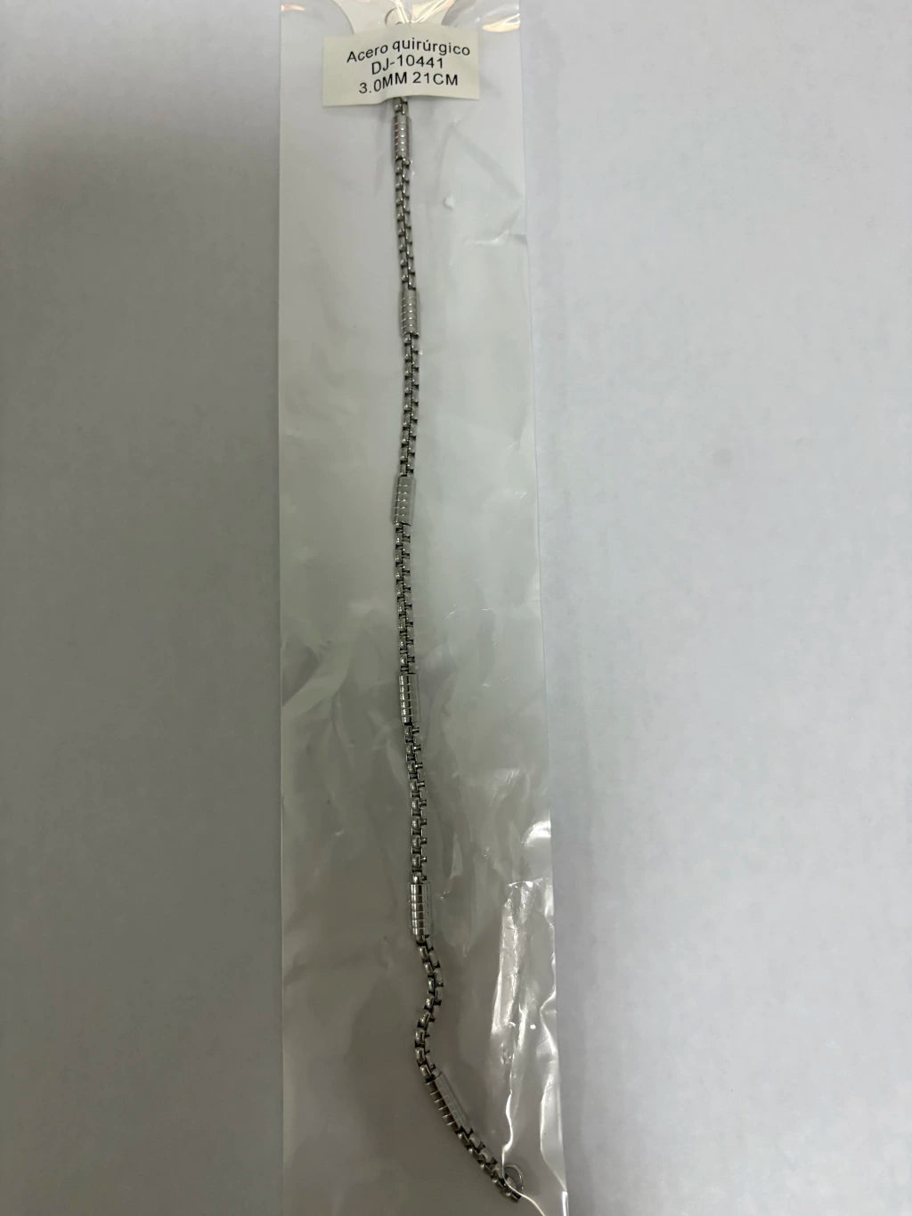 10441 3.0mm 21cm pulsera de acero plateado
