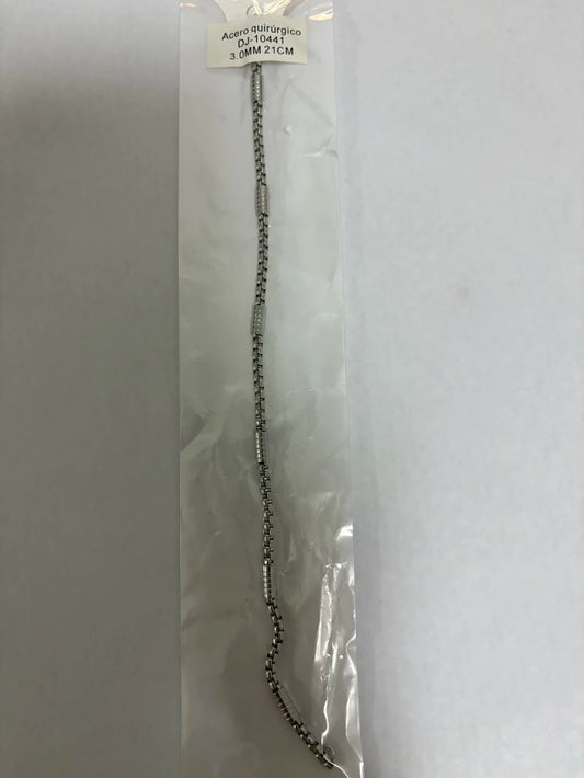 10441 3.0mm 21cm pulsera de acero plateado