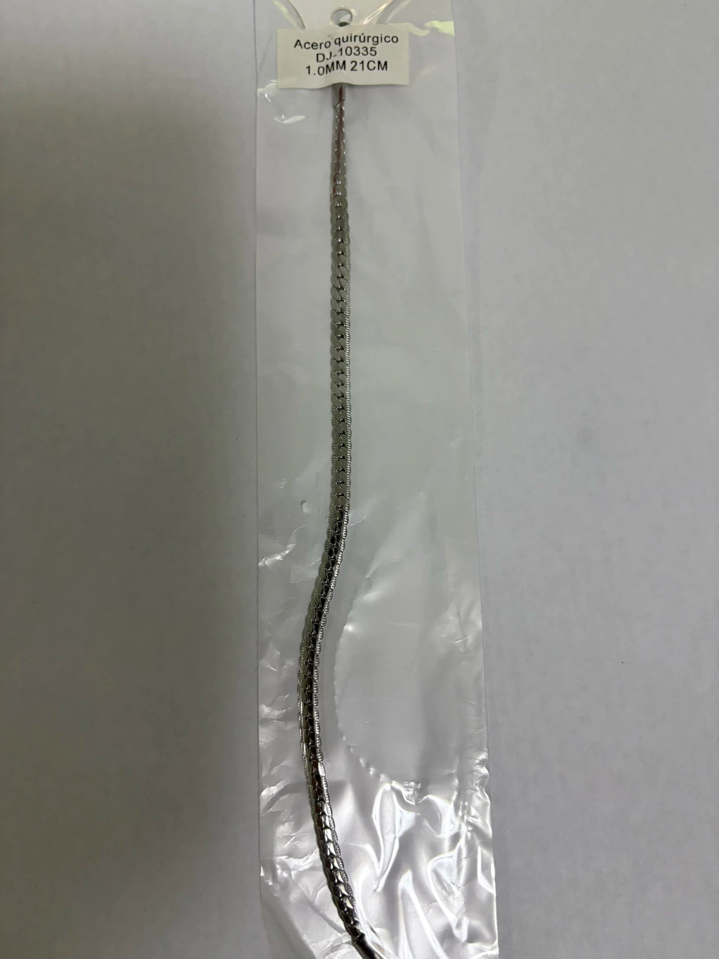 10335 1.0mm 21cm pulsera de acero plateado