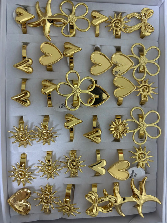 30179-180 anillos de acero dorado
