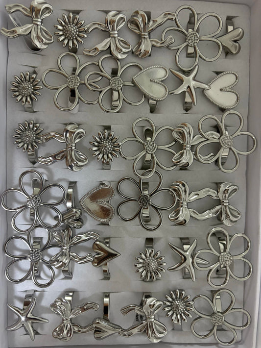 30179-180 anillos de acero plateado