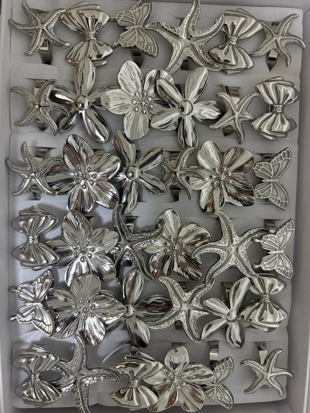 30179-182 anillos de acero plateado
