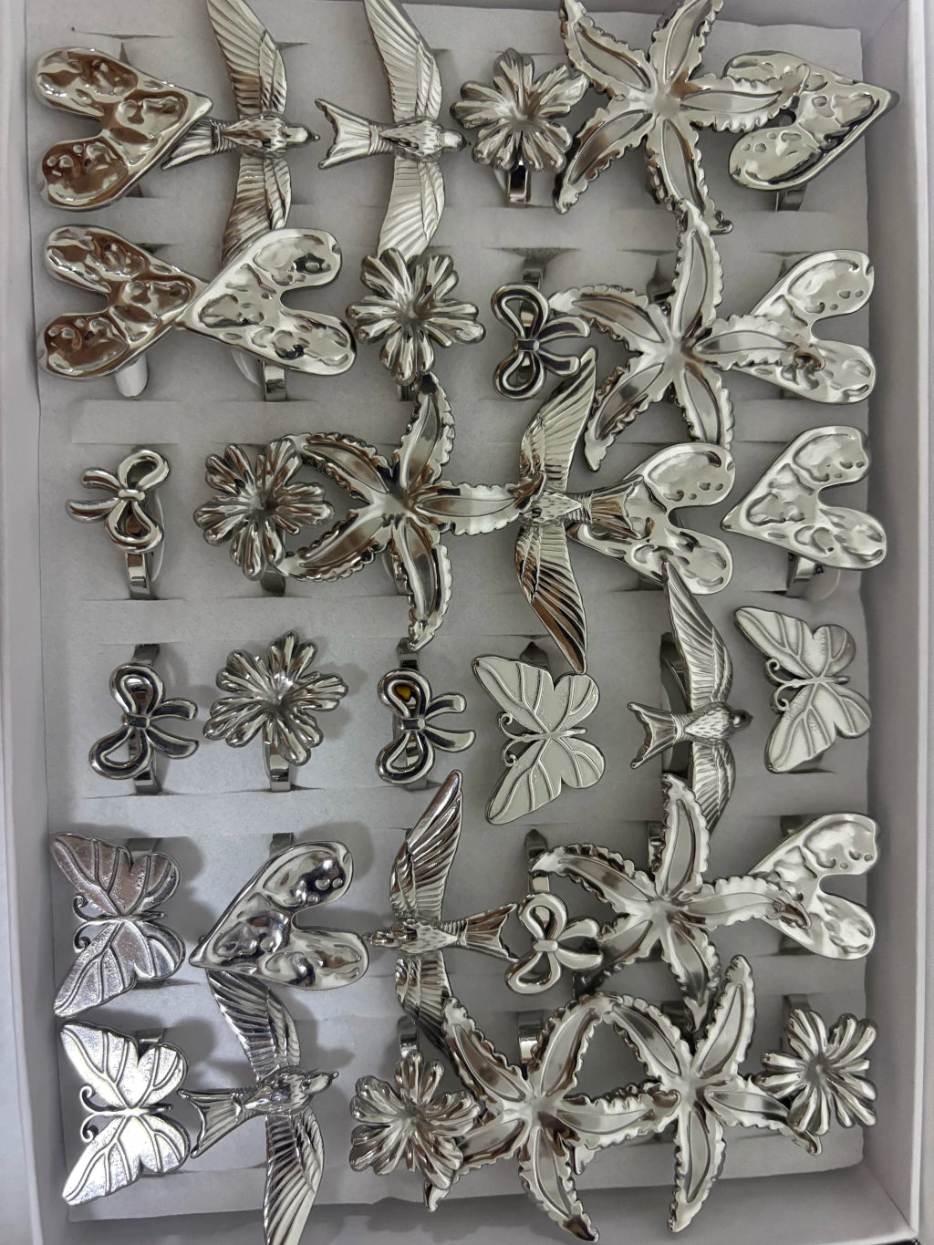 30179-181 anillos de acero plateado