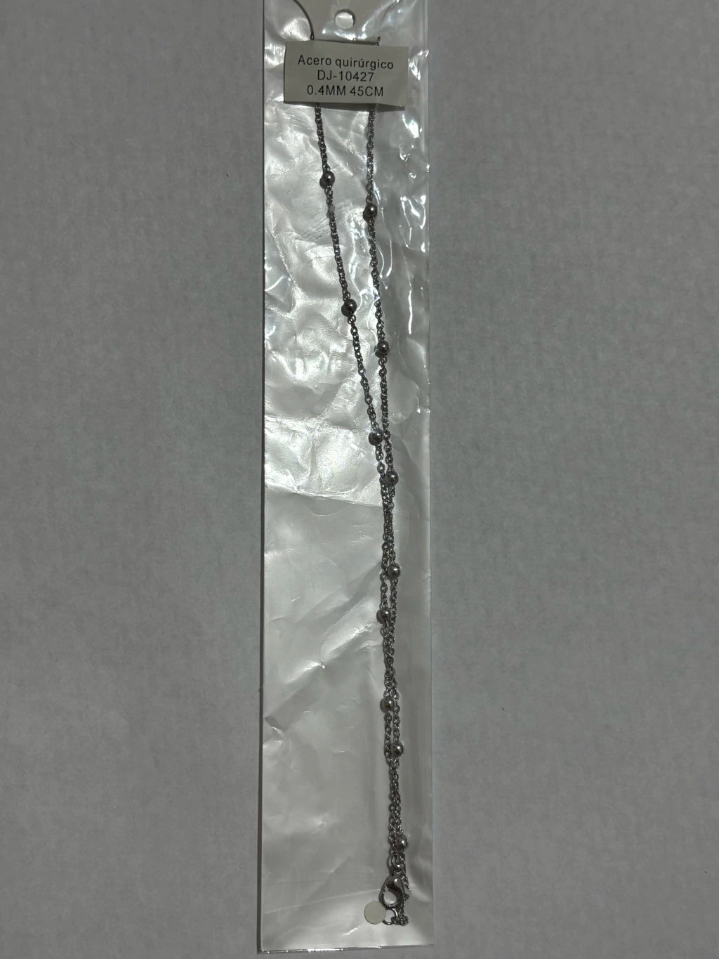 10427 0,4mm 45cm collar de acero plateado