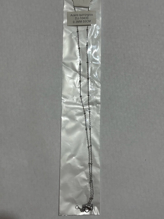 10430 0,3mm 50cm collar de acero plateado