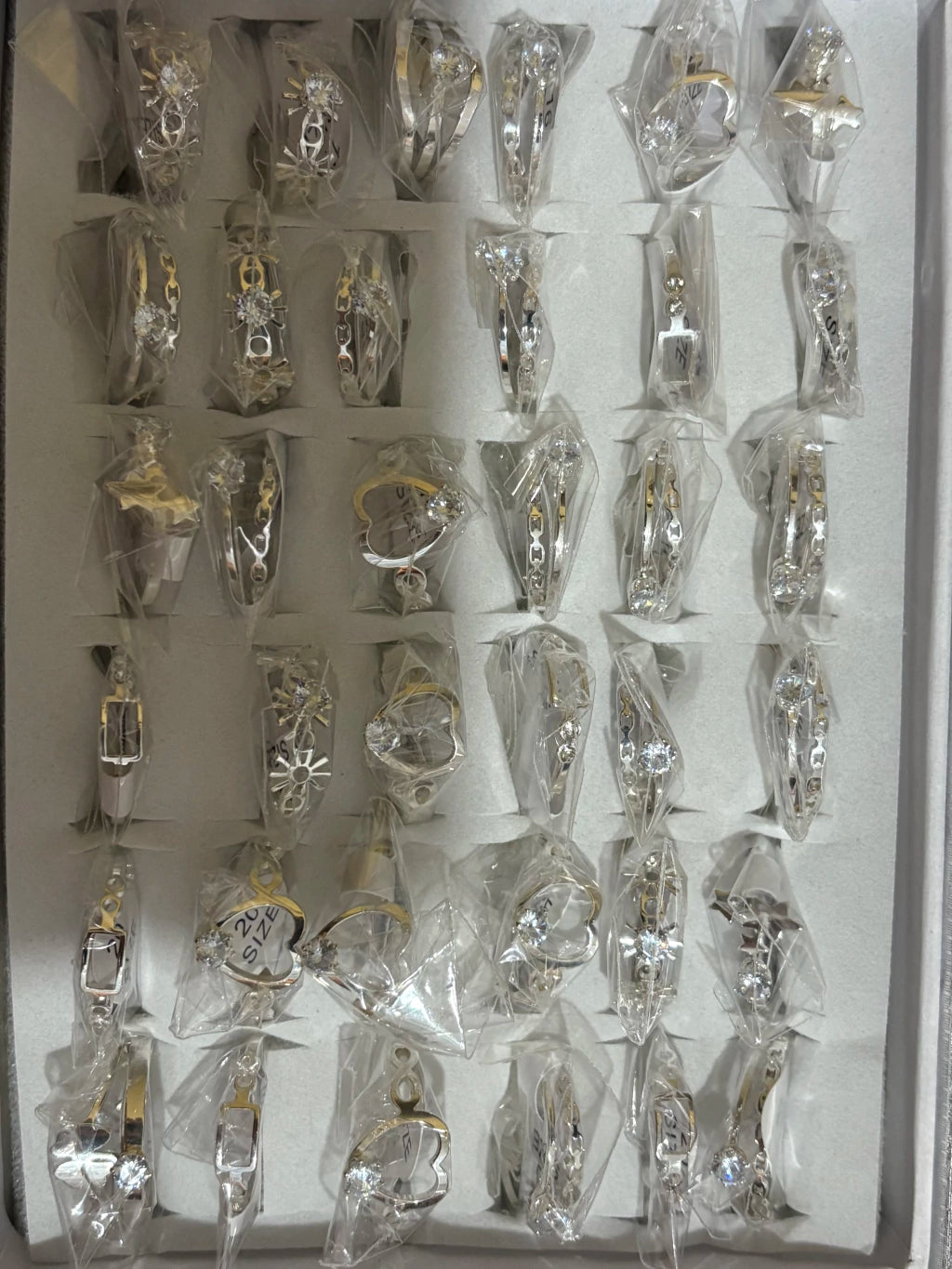 733C anillos de acero blanco con strass